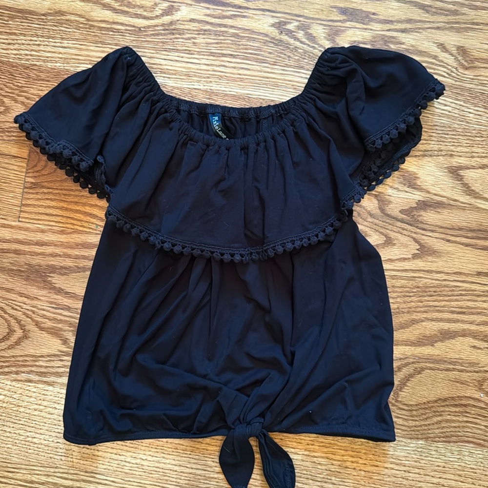 PixieLane top that can be worn off the shoulder, on or one shoulder super cute!